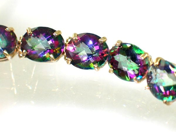 925 Silver Rainbow Mystic Fire LabCreated Opal Gemstone Topaz Bracelet   eBay