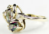 R016, 2cts Mystic Fire Topaz set in a Gold Ring with 3 cz accents