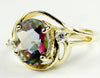 R021, 3.3ct Mystic Fire Topaz set in a Gold Ring with 2 cz accents