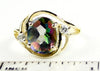R021, 3.3ct Mystic Fire Topaz set in a Gold Ring with 2 cz accents