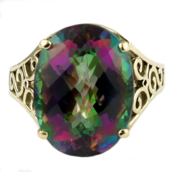 R049, 12ct Mystic Fire Topaz set in a Gold Ring