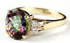 R123, 4.5ct Mystic Fire Topaz set in a Gold Ring w/ 4 cz accents