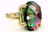 R269, 15ct Mystic Fire Topaz set in a Gold Ring w/two CZ accents