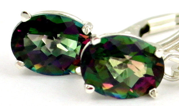 SE007, Mystic Fire Topaz, 925 Sterling Silver Leverback Earrings