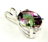 SP020, 3.3 ct Mystic Fire Topaz, 925 Sterling Silver Pendant w/ CZ Accent