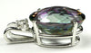 SP085, 15 ct Mystic Fire Topaz, 925 Sterling Silver Pendant w/ 15pt CZ Accent