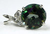 SP087, 8 ct Mystic Fire Topaz, 925 Sterling Silver Pendant w/ 3 5pt CZ Accents