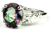 SR154, 6ct Mystic Fire Topaz set in a Sterling SIlver Angel Ring