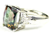 SR183, 1.5ct Mystic Fire Topaz set in a Sterling SIlver Ring w/ 4 CZ Accents
