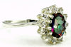 SR235, 1.5ct Mystic Fire Topaz set in a Sterling SIlver Ring w/ 12 CZ Accents