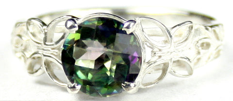 SR292, 2ct round Mystic Fire Topaz set in a Sterling SIlver Butterfly Ring