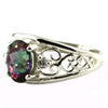 SR306, 1.5 cts Mystic Fire Topaz set in a Sterling SIlver Ring w/ 2 Accents