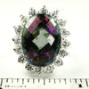 SR310, 12ct Mystic Fire Topaz set in a large Sterling SIlver Ring w/ 16 CZ Accents