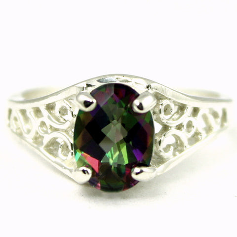 SR305, 1.5 cts Mystic Fire Topaz set in a Sterling SIlver Ring